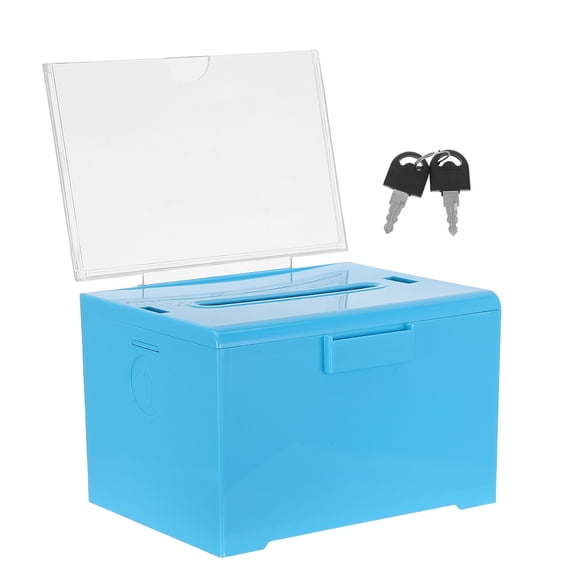 YUYUETIME Blue Acrylic Donation Box with Easy Access Lock for Community Fundraising