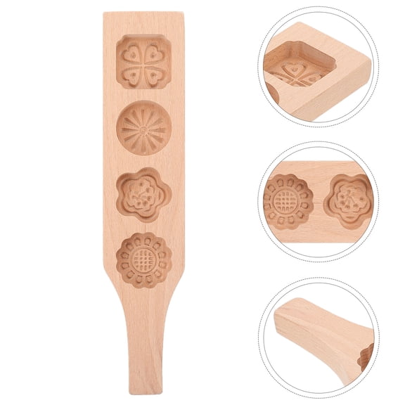 YUYUETIME Easy to Release Light Yellow Wooden Mooncake Mold for Kitchen Baking