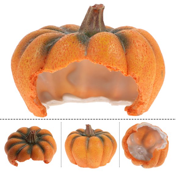 YUYUETIME Orange Pumpkin Aquarium Ornament, Fish Decoration Hiding Cave Shelter for Betta, Shrimp, Small Fish Habitat