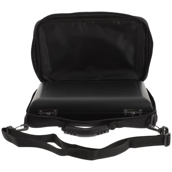 YUYUETIME 1Set Black PU Oboe Storage Box and Canvas Bag Set with Plush Interior and Sturdy Wood Metal Frame