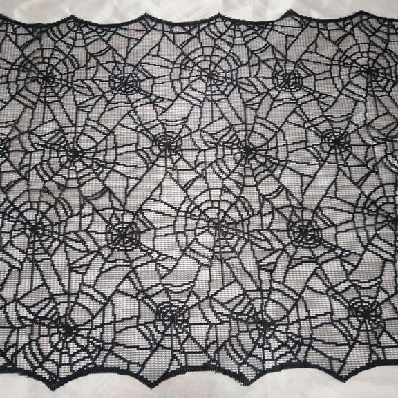 YUYUETIME Black Lace Spider Web Tablecloth for Dining Room and Outdoor Tables