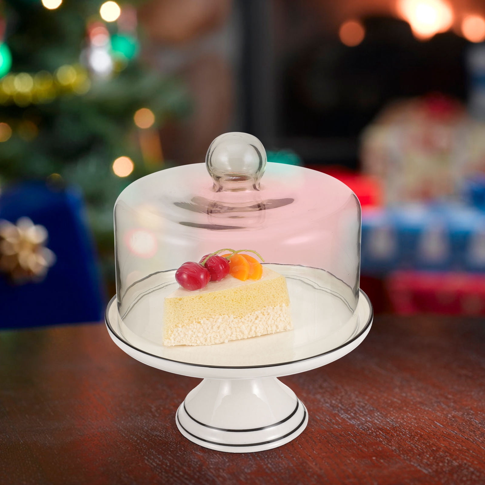 YUYUETIME Transparent Cake Stand with Dome Cover Glass Display Plate ...