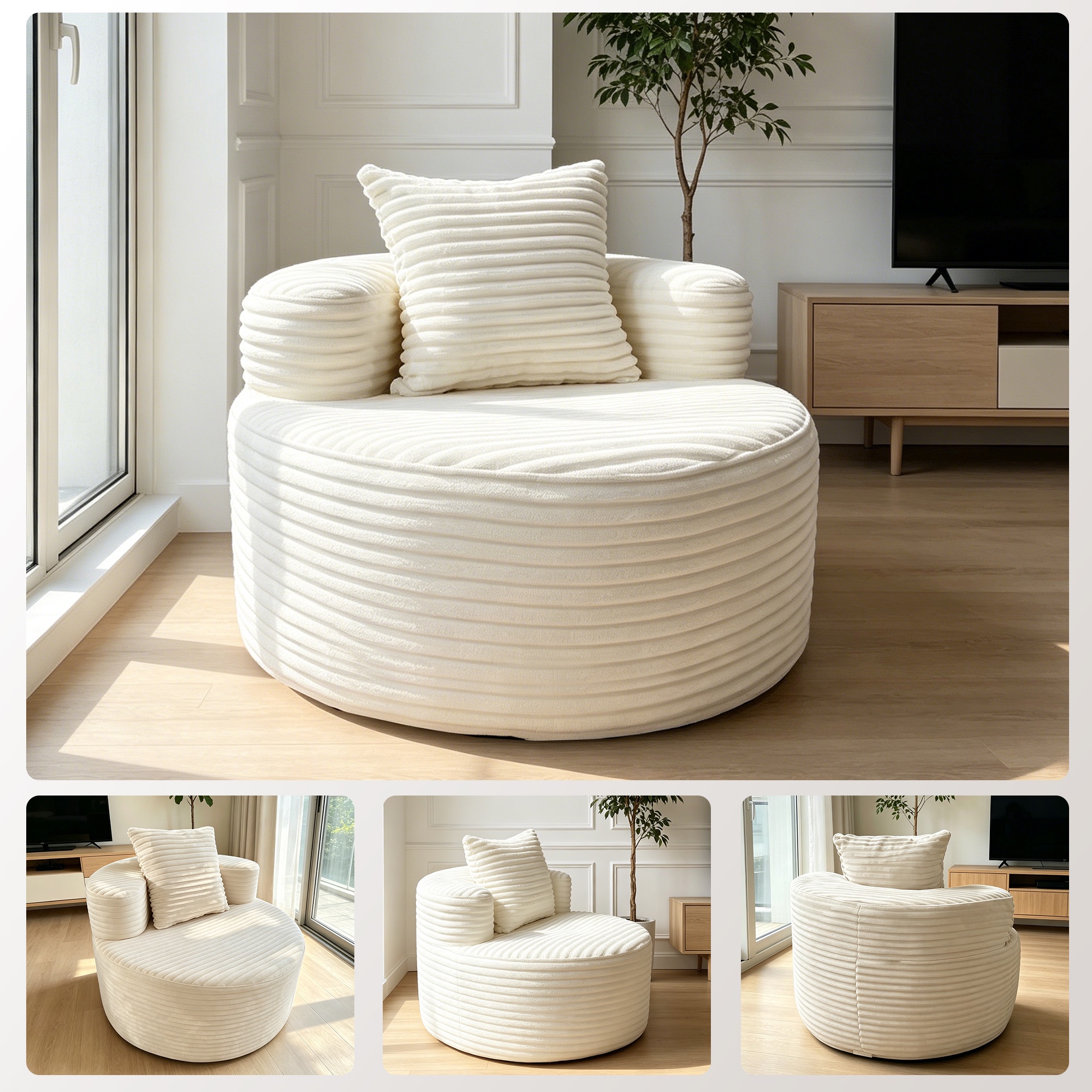 YV 37 8 Round Flannel Lounge Chair Armless Accent Chair With Pillow For Living Room White: Buying Advice That Holds Up