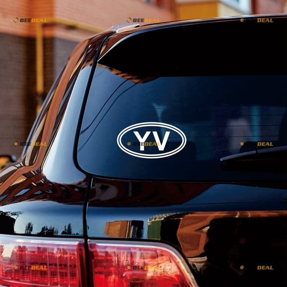 YV Venezuela Oval Country Code Sticker Decal Vinyl - 2 Pack White 4" - For Car Boat Laptop Cup No Background Die-cut