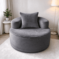 thumbnail image 1 of YVDNHP 37" Round Chair, Boneless Lounge Chair Indoor, Flannel Cloud Sofa with Pillow, Deep Seat Modern Accent Chairs for Living Room, Bedroom, No Assembly Required, Gray, 1 of 8
