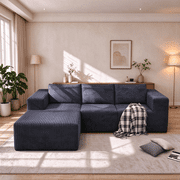 YVDNHP Modular Sectional Sofa, 94" L-Shaped Couch, Cloud Boneless Couches for Living Room, No Assembly Required, Deep Seat with Left-Facing Chaise, Flannel Fabric, Gray