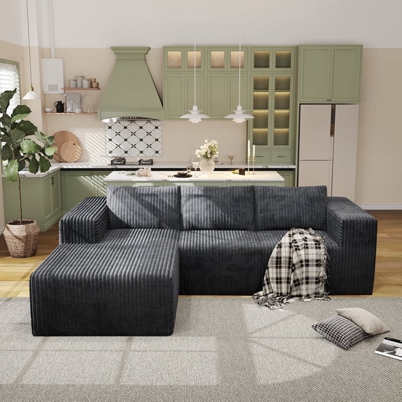 YVDNHP Modular Cloud Sofa - No Assembly Required, 94" Oversized L-Shaped Sectional with Chaise, Flannel Fabric Deep Seating Couch for Living Room