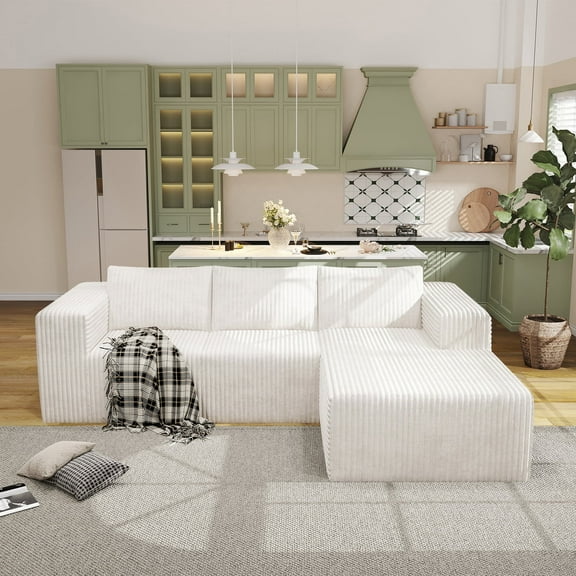 YVDNHP Modular Cloud Sofa - No Assembly Required, 94" Oversized L-Shaped Sectional with Chaise, Flannel Fabric Deep Seating Couch for Living Room