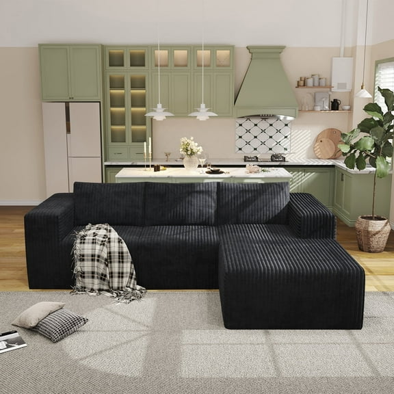 YVDNHP Modular Cloud Sofa - No Assembly Required, 94" Oversized L-Shaped Sectional with Chaise, Flannel Fabric Deep Seating Couch for Living Room