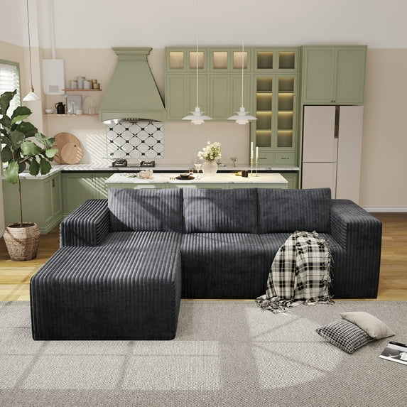 YVDNHP Modular Cloud Sofa - No Assembly Required, 94" Oversized L-Shaped Sectional with Chaise, Flannel Fabric Deep Seating Couch for Living Room