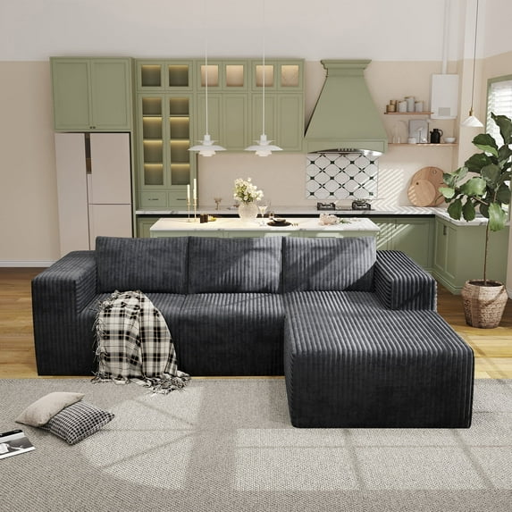 YVDNHP Modular Cloud Sofa - No Assembly Required, 94" Oversized L-Shaped Sectional with Chaise, Flannel Fabric Deep Seating Couch for Living Room