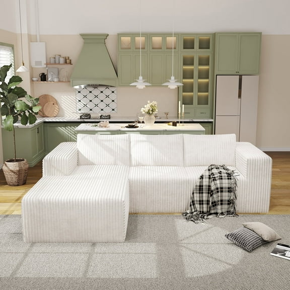 YVDNHP Modular Cloud Sofa - No Assembly Required, 94" Oversized L-Shaped Sectional with Chaise, Flannel Fabric Deep Seating Couch for Living Room