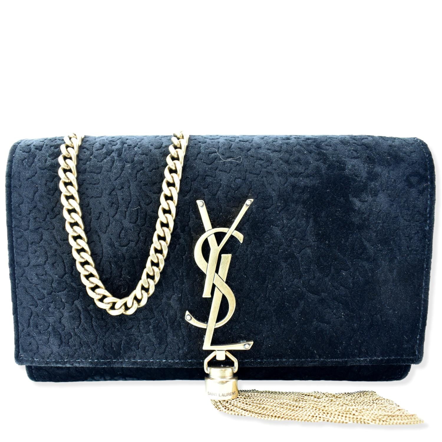 Pre Owned YVES SAINT LAURENT Kate Medium Tassel Velvet Crossbody Bag Black Walmart