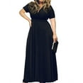 thumbnail image 1 of YVH Women's Plus Size Dress Solid V-Neck Short Sleeve Plus Size Evening Party Maxi Dress Navy Blue 5X, 1 of 1
