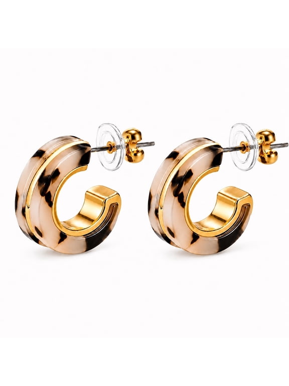 Elevate Hoop Earrings for Women - Acetate 14K Gold Plated, Tortoiseshell