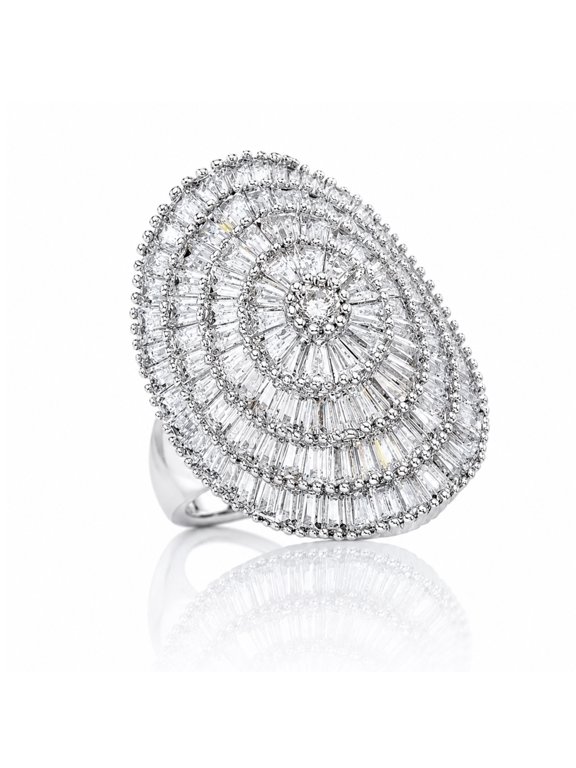 Women's Baguette Cubic Zirconia Dome Ring