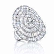YVLSS Women's Baguette Cubic Zirconia Dome Ring