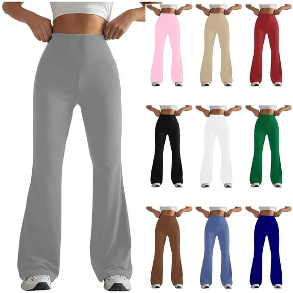 YVNAURA 2026 Flare Leggings for Women High Waisted Tummy Control Yoga Pants Non See Through 4 Way Stretch Bootcut Workout Pants, Grey,L