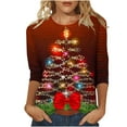 thumbnail image 1 of YVNAURA 3/4 Sleeve Christmas Tops for Women Loose Fit Round Neck Blouses Graphic Print Tees Casual Pullover Tunic Shirts Lightweight Holiday Tops Xmas Gift for Women, Wine,L, 1 of 4