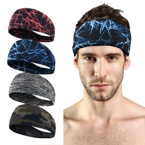 YVNAURA Adjustable Sports Headband Non Slip Sweatband for Women Men Wide Breathable Moisture Wicking Running Yoga Gym Workout Hair Bands Soft Stretchy Quick Dry One Size, Blue,One Size