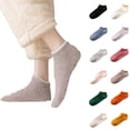 thumbnail image 1 of YVNAURA Coral Fleece Non Slip Socks for Women 1 Pair Short Ankle Floor Socks with Silicone Grippers Thick Towel Bottom Warm Fuzzy Home Slipper Socks Winter Gift One Size, Khaki,One Size, 1 of 8