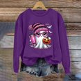 thumbnail image 1 of YVNAURA Cute Fall Oversized Halloween Sweatshirt for Women Graphic Long Sleeve Crewneck Pullover Funny Loose Fit Spooky Season Top Casual 1 Pack, Purple,XXL, 1 of 5