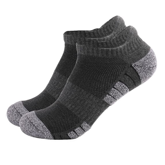 YVNAURA Extra Large Anti Slip Cotton Crew Socks for Men Thick Cushioned Sports Socks with Rubber Grip Bottom Breathable Moisture Wicking Basketball Running Hiking Gym Socks Big & Tall, Dark Gray,M