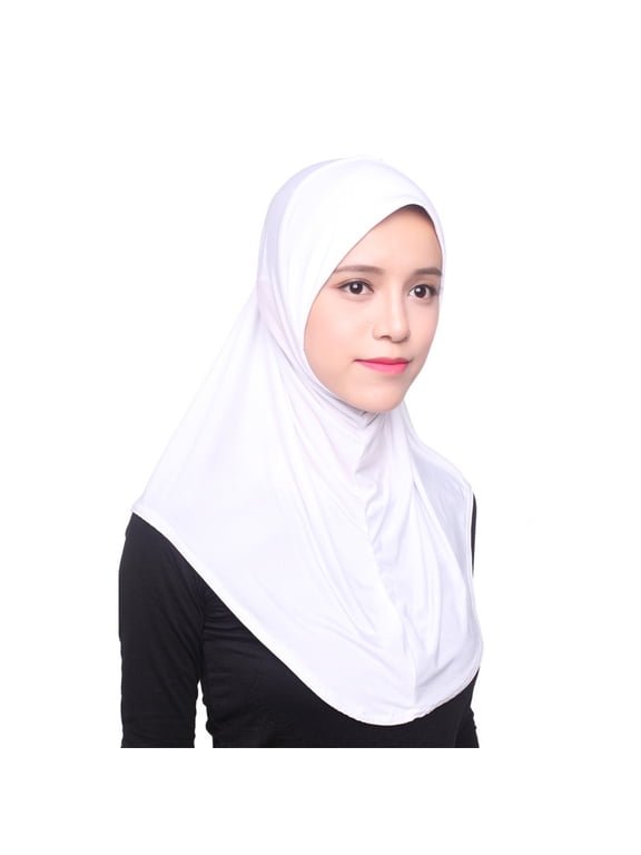 Full Neck Coverage Ninja Hijab Cap for Women Muslim Inner Underscarf Soft Stretchy Breathable Modal Full Cover Head Scarf Cap Bonnet One Size, White,One Size