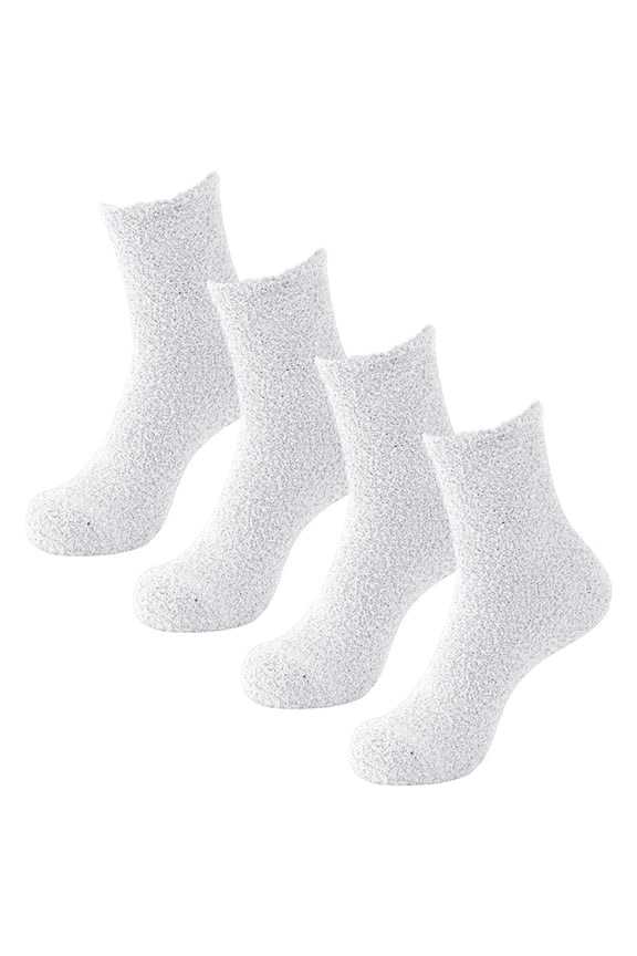 Fuzzy Socks for Men 2 Pairs Warm Cozy Slipper Socks Thick Fluffy Soft Fleece Lined Cabin Sleep Socks with Grippers Non Slip Home Floor Socks Christmas Gift One Size, White,One Size