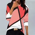 thumbnail image 1 of YVNAURA Geometric Print Tops for Women Crew Neck Long Sleeve Color Block Pullover Sweaters Oversized Loose Fit Tunic Shirts Casual Fall Winter Soft Stretchy Trendy Blouses, Red,L, 1 of 3