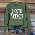 thumbnail image 1 of YVNAURA Good Witch Most of The Time Sweatshirt for Women Funny Halloween Letter Print Pullover Crewneck Long Sleeve Relaxed Fit Witchy Humor Casual Fall Spooky Season Top 1 Pack, JN,XXXXL, 1 of 4
