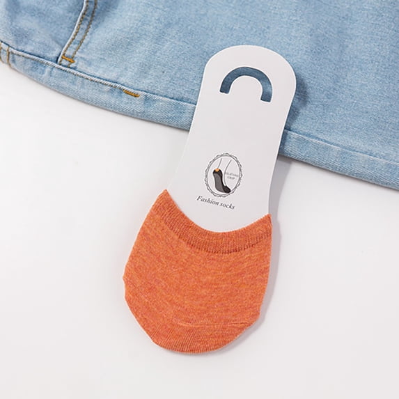 YVNAURA Half Socks for Women Toe Topper No Show forefoot Liner Cushion Socks Non-Slip Invisible Open Toe Socks Breathable Cotton Half Socks for High Heels Sandals Flats Mules Loafers, Orange,One Size