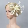 thumbnail image 1 of YVNAURA Handmade Fascinators Hat for Women Tea Party, Vintage Flower Mesh Ribbons on a Headband, Derby Cocktail Headpiece for Wedding Derby Church Prom, Beige, One Size, 1 of 5