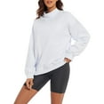 thumbnail image 1 of YVNAURA Long Sleeve Mock Neck Sweatshirts for Women Oversized Drop Shoulder Side Slit Pullover Tops Loose Fit Cozy Fleece Casual Daily Work Fall Winter Tunic Shirts, White,XXXL, 1 of 3
