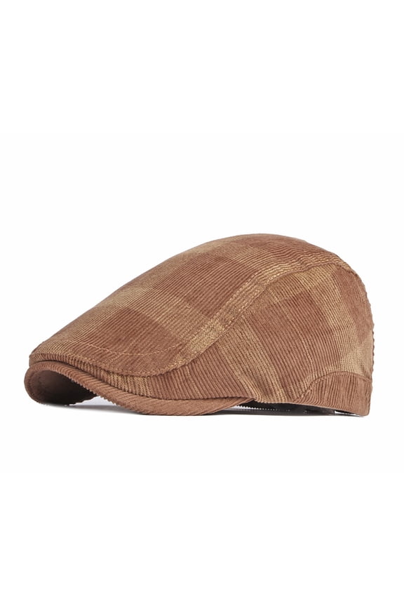 Men Women Vintage Newsboy Cap 8 Panel Baker Boy Flat Hat Retro Tweed Gatsby Cabbie Ivy Cap Adjustable One Size Driving Hunting Fishing Outdoor Gift, Khaki,One Size