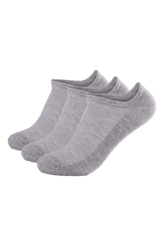 Men's Large Boat Socks 12-15 Size 3 Pack Breathable Mesh Ankle Socks for Men Low Cut Casual Cotton Socks Moisture Wicking Reinforced Heel Toe Elastic Cuff Stay On Socks, Grey,L