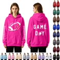 thumbnail image 1 of YVNAURA Plus Size Hoodies for Women Football Sweatshirts Hooded Pullover with Pockets Fall Fashion 2026 Fleece Sweaters Oversized Comfy Game Day Pullover Top, Hot Pink,L, 1 of 9
