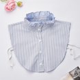thumbnail image 1 of YVNAURA Red Striped Half High Collar Detachable Shirt for Women Cotton False Dickey Collar Blouse with Adjustable Side Straps 4-Button Removable Fake Collar for Christmas Holiday, Light Blue,One Size, 1 of 8