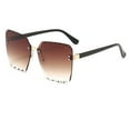thumbnail image 1 of YVNAURA Round Frameless Polarized Sunglasses for Women Rimless No Border UV400 Protection Lightweight Fashion Shades Great for Travel Shopping Outdoors Driving, Brown,One Size, 1 of 5