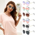 thumbnail image 1 of YVNAURA Round Frameless Polarized Sunglasses for Women Rimless No Border UV400 Protection Lightweight Fashion Shades Great for Travel Shopping Outdoors Driving, Brown,One Size, 1 of 5