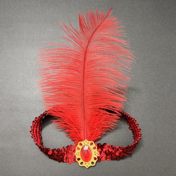 YVNAURA Sequin Flapper Headband for Women 1920s Great Gatsby Rhinestone Crystal Headpiece Vintage Roaring 20s Hair Accessory for Costume Party Prom Halloween One Size, Red,One Size
