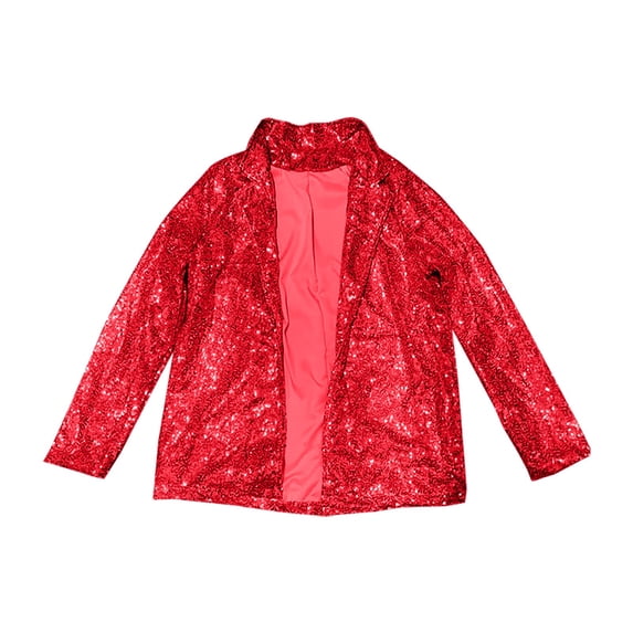 YVNAURA Sparkly Sequin Jacket for Women Open Front Long Sleeve Glitter Blazer Shiny Lapel Cardigan Coat Casual Party Outerwear Night Club Going Out Top, Red,XXL
