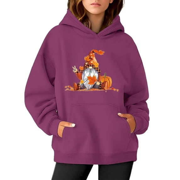 YVNAURA Spring Autumn Oversized Halloween Sweatshirts for Women Loose Fit Long Sleeve Pullover Tops Crew Neck Round Neck Graphic Casual Fall Clothes 2026 Tee, Wine,XL