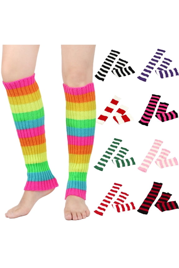 Striped Winter Boot Socks for Men Women Thick Warm Knit Thermal Socks Knee High Cozy Leg Warmers with Fuzzy Insulation Stretchy Breathable One Size Cold Weather Outdoor, Yellow,One Size