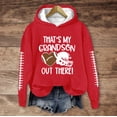 thumbnail image 1 of YVNAURA Thats My Grandson Out There Football Shirt for Women Love Heart Graphic Game Day Sweatshirt Long Sleeve Crewneck Pullover Top Grandma Fan Apparel Gift, Red,S, 1 of 4