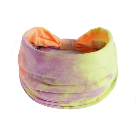 YVNAURA Tie Dye Yoga Headband for Women Wide Elastic Non Slip Sweat Wicking Headbands Rainbow Sports Hair Band Breathable Running Workout Gym Fitness Accessories One Size, Yellow,One Size