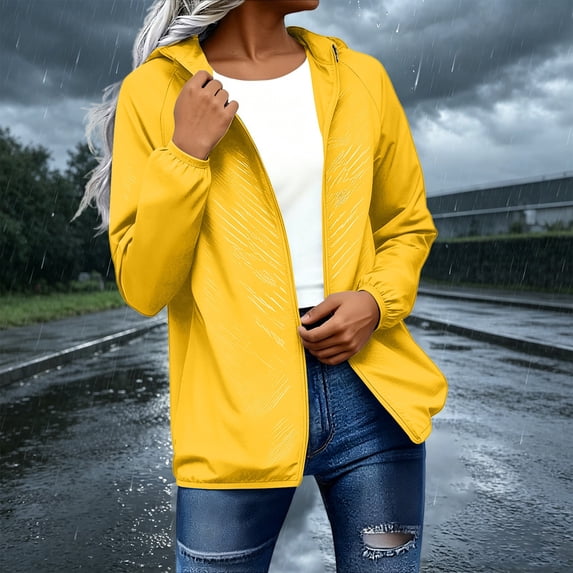 Simplified Shell Image YVNAURA Unisex Lightweight Packable Rain Jacket Waterproof Hooded ...
