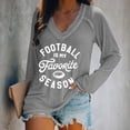 thumbnail image 1 of YVNAURA V Neck Long Sleeve Football T Shirt Women Favorite Season Graphic Tee Cotton Football Fan Shirt Casual Game Day Top for Ladies, Grey,XXXXL, 1 of 5