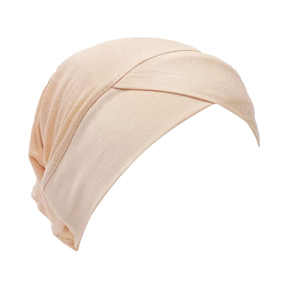 YVNAURA Women Muslim Hijab Undercap Inner Scarf Cap Adjustable Tie Back Cotton Modal Head Wrap Soft Breathable Non Slip Under Scarf Hat for Daily Wear Multicolor Pack, Beige,One Size