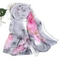thumbnail image 1 of YVNAURA Women Spring Summer Floral Scarf Lightweight Print Shawl Sun Blocking Wrap Soft Breathable Fashion Scarfs for Ladies Travel Daily Office Cover Up Blooming Garden, Purple,One Size, 1 of 3